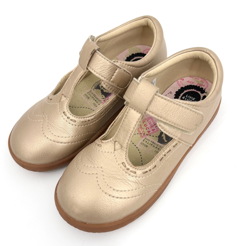 Livie and Luca Girl's Amica T-Strap Mary Jane Shoes Sz 11 Champagne